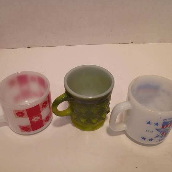 Trio (3) MCM Kitschy Coffee Cups--Fire King/Federal Glass/Glassbake - Picture 3 of 13